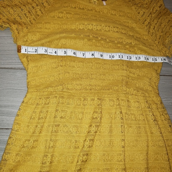 Free People Mustard Gold Candy Lace Dress - 4 - Picture 5 of 5